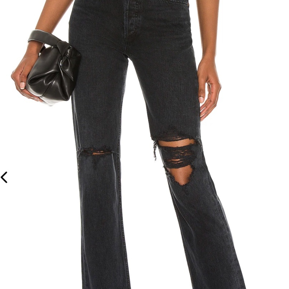 Agolde Black Distressed Flare Jeans